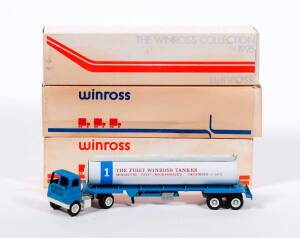 WINROSS: 1:64 Group of Model Trucks Including Baltimore Pain & Chemical Corporation Tractor and Trailer; And, Watergate Ltd Tractor and Trailer; And, The First Winross Tanker Tractor and Trailer. Most mint in original cardboard packaging. (40 items approx