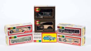 YONEZAWA TOYS: Group of Model Cars and Trucks Including 1932 Datsun No 1 (971); And Subaru 1000 (148); And, Nissan Prince Loyal (G-26). All mint in original cardboard packaging. (50 items approx.)