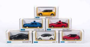 YONEZAWA TOYS: Group of Model Cars Including Mitsubishi GTO (SV-27); And, Efini RX-7 (SV-35); And, Honda Beat (SV-33). All mint in original cardboard packaging. (14 items)