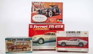 Group of Miscellaneous Hobby kits Including MPC: 1929 Ford Station Wagon (305-150); And, OTAKI: Alfa Romeo Universal by Bertone (3-18-300); And, OTAKI: Ferrari 275 GTB Berlinetta (3-8-600). All mint and unbuilt in original cardboard packaging. (6 items)