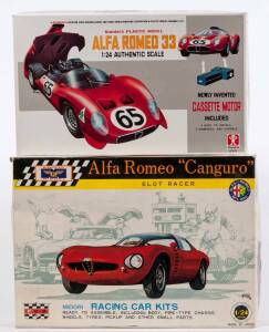 Pair of Miscellaneous Built Hobby Kits Including BANDAI: Alfa Romeo 33 (6303); And, MIDORI: Alfa Romeo ‘Canguro’ Slot Racer (16-36). Both built in original cardboard packaging. (2 items) 