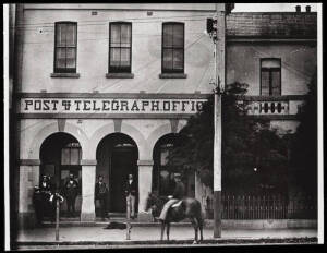 NEW SOUTH WALES POST OFFICES. Parkes with 1932 advertising cover for 'Manson's Tyre Service'. Peak Hill with 1905 commercial cover. Penrith with 1900 photo. of P.O. and 1860 cover to London with 6d Diadem x2 tied bt Rays "7" cancel. Port Macquarie with ci