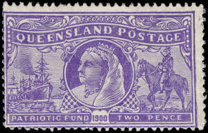 1900 (SG.264b) 2d (2/-) violet, Patriotic Fund. Usual gum wrinkles. Cat.SG £325, local retail $450.