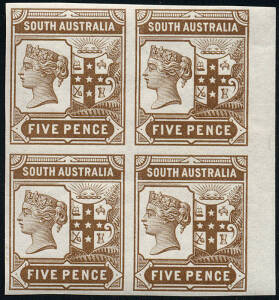 1894-1906 (SG.234-35) Plate Proofs, 2½d Blue, 2½d Deep Dull Purple & 5d Brown in blocks of 4, on unwatermarked gummed paper. Superb **. (12)