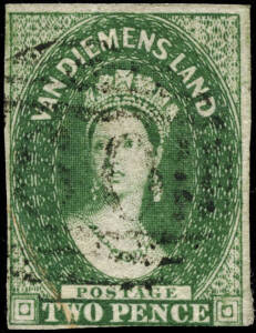 1855 (SG.16) 2d green, wmk Large Star, imperf. with 3½ margins FU.