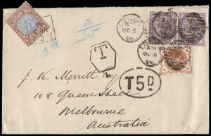 Group with 1890-94 postage dues and various tax & other markings. 1891 (Jul.1) cover Ballarat - Melb. franked 1d, taxed 2d, 1891 (Jul.9) Melb. - Melb. unfranked, taxed 1d x2, 1891 (Aug.5) cover with Nagambie duplex to Melb. franked 2d, taxed 2d, 1892 (Apr