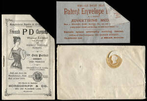 1894 PTPO 1d Envelope for Bear's Patent Advertising Booklet, with the enclosed 32pp booklet with adverts for many firms. A most unusual postal stationery item, in which a crescent-shape was cut from the face of the envelope & the booklet was inserted with