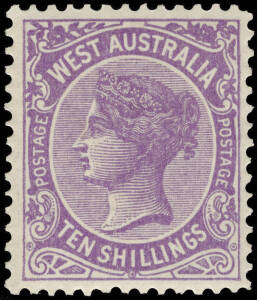 1902-12 (SG.127) 10/- Deep mauve, wmk V over Crown inverted. Fine fresh colour with the barest hint of a hinge.