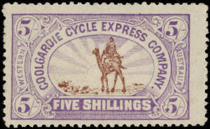 1894 Coolgardie Cycle Express Company set of 3. 6d MNG, 2/- & 5/- largely with o.g., 2/- minor spots.