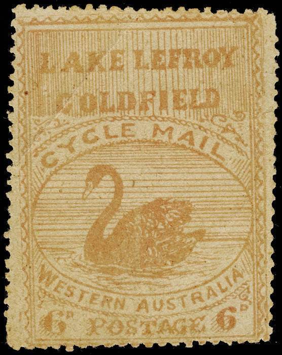 1896 LAKE LEFROY GOLDFIELD CYCLE MAIL 6d pink on slightly greenish