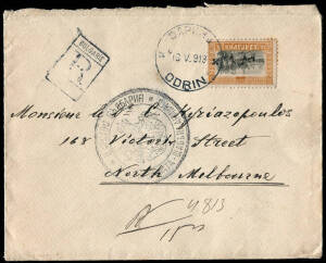 1906-37 correspondence to Melbourne incl. 1920 postal card o'pt "THRACE INTERALLIÉE", franked Greek 5 lepta and Egyptian transit cds's; WWI mourning cover h/stamped "PASSED"; 1937 cover with a 3 line h/stamp for a trade fair in Plovdiv; 2 1939 censored co