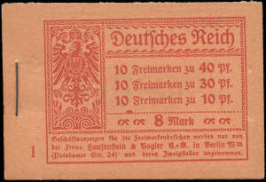 1921 (Mi.MH14) Germania 8 mark booklet, orange cover, 5 different panes.