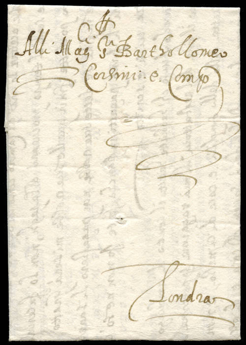 1590 (May 4) entire letter in Italian from Steffano Patti, a leading merchant in Venice, to Bartolomeo Corsini in London. The letter advises that a ship being built in the shipyard would not meet up with a Spanish Galleon as the new ship would be sent to