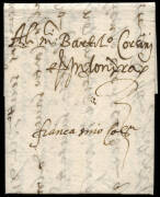 1591 (March) entire letter from merchants Jacomo and Palcido Ragazzoni, based in Venice, to Bartolomeo Corsini in London. The letter is endorsed "Franca Sino Cologne" in a second hand indicating postage is paid to Cologne. The letter, in Italian, is endor