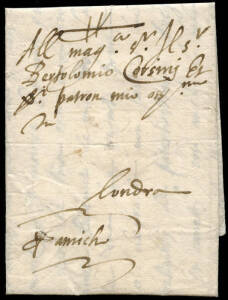 1594 (Mar.4) entire letter from Giulio di Francesci, a merchant in Venice, to Bartolomeo Corsini in London. The letter has a wax seal with part of a cord attached. It is endorsed "Per amichi" (via a friend). A fine letter.