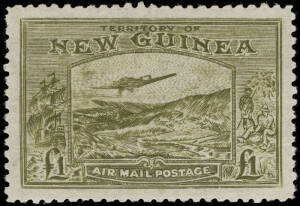 Panelli Forgery of the 1932 £1 Bulolo Airmail, MLH in approximately the olive colour of issue.