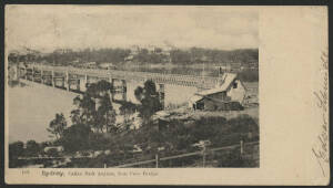 NSW: Sydney: ‘Sydney, Callan Park Asylum, Lane Cove Bridge vignette view postcard (published by Kunstverlags-Anstalt Edgar Schmidt, Dresden, Germany) with Bridge in foreground and Asylum on hill behind sent to Austria franked with QV ½d green & 1d Arms ti
