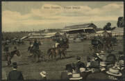 NSW: Wagga Wagga: ‘Show Grounds, Wagga Wagga’ postcard (published for Hunter's on the Hill, Wagga Wagga) showing horses & buggies parading around the Main Arena with the ‘Pastoral & Agricultural Association’ grandstand in background, unused, fine conditio