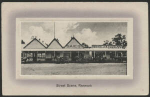 Sth Aust: Renmark: ‘Street Scene, Renmark’ postcard showing the ‘WH Holden, Bookseller and Chemist’ storefront and ‘SAIES’ shop next door with horse-drawn carriages out front, sent to England with Kangaroo 1d tied ‘MORGAN/24NO13/STH AUSTRALIA’ cds, fine c