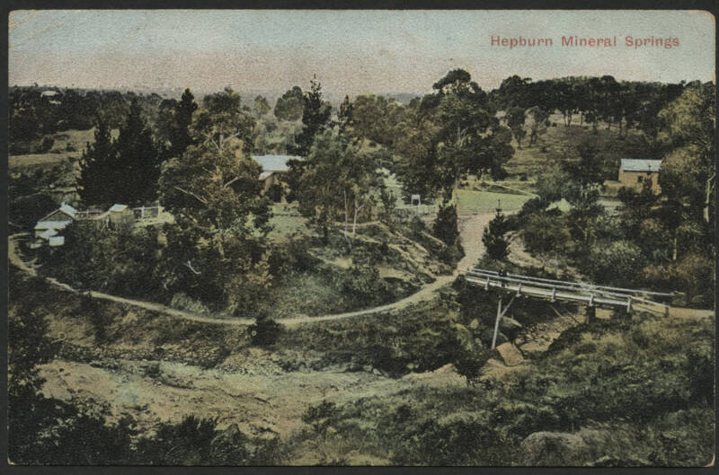 Victorian Railways Tourist Series ‘Hepburn Mineral Springs’ postcard with pre-printed advice headed ‘General Passenger & Freight Agent's Office, Spencer Street’ and QV 1d pink ‘OS’ puncture tied Melbourne ‘7.12.08’ cds, a few blemishes on address side onl