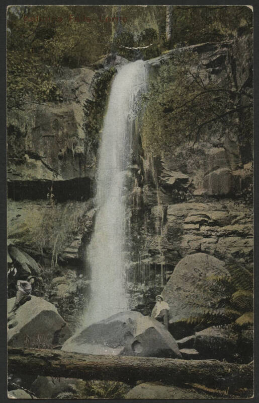 Victorian Railways Tourist Series ‘Kalimna Falls, Lorne’ postcard with pre-printed advice headed ‘Estate Office, Spencer Street’ and QV 1d pink ‘OS’ puncture tied Melbourne ’27JUL10’ roller cancel, light ‘WARNCOORT/JY27/10/VICTORIA’ arrival d/s in violet