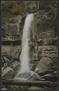 Victorian Railways Tourist Series ‘Kalimna Falls, Lorne’ postcard with pre-printed advice headed ‘Estate Office, Spencer Street’ and QV 1d pink ‘OS’ puncture tied Melbourne ’27JUL10’ roller cancel, light ‘WARNCOORT/JY27/10/VICTORIA’ arrival d/s in violet 
