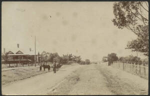 Victoria: Daylesford: real photo postcard the showing the ‘Bellinzona’ Guest House and Driver with Horse & Cart in foreground, QV 1d pink tied ‘BALLARAT/13.7.08’ duplex cancel, couple of minor blemishes.