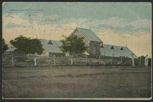 Victoria: Dookie Agricultural College: ‘Wine Cellar DA College’ postcard (published by J Wilson, Dookie) sent to Mount Waverley with QV 1d pink tied ‘TPO 17/UP -5MY08/VICTORIA’ cds (rated RR) used on the Melbourne-Numurkah Goulburn Valley Line, couple of 