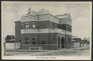 Victoria: Footscray: ‘New Dispensary, Footscray’ postcard (Semco series) showing the United Friendly Societies Dispensary on the corner of Albert & Raleigh Streets built in 1909, unused, fine condition.