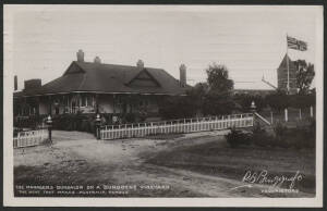 Victoria: Rutherglen: ‘The Manager's Bungalow on a Burgoyne Vineyard, The Wine that makes Australia famous’ real photo postcard with ‘A Merry Christmas and a Happy New Year is Australia’s Old, Old Wish to the Old Country’ message and ‘Tintara for Influenz