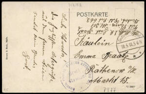 1918 (Mar.18) unfranked r/p postcard ("HAIFA - Markstrade") with Deutsche Feldpost cds and endorsed "Field - Flieger - Abt. 301/Dt. Feld Post 663".