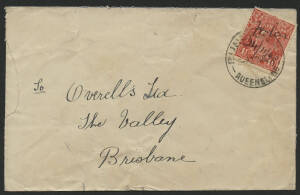 Queensland: Wolca: ‘Wolca/24/11/28’ manuscript in pen on KGV 1½d red on cover to Brisbane overstruck with light ‘BUNDABERG/24NO28/QUEENSLAND’ cds, couple of edge faults not affecting stamp or markings. RO 1.6.1921; PO 1.7.1927, provisionally closed 30.11.
