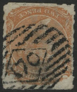 Sth Aust: Numerals-in-Diamond: '170' (rated RRR) on QV 2d orange rouletted. Allocated to Streaky Bay 1.10.1862.