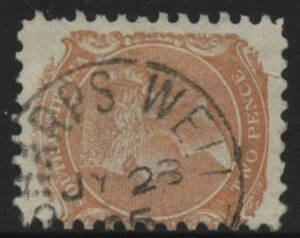 Sth Aust: Sharps Well: ‘SHARPS WELL/JY28/95/[S.A]’ cds on QV 2d orange. PO 1.4.1880; renamed Barunga North PO 1.7.1901.