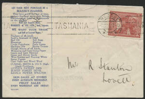 Tasmania: 1912 ‘Roberts & Co Ltd Sale Agents’ folded lettersheet advertising Massey-Harris Implements and all manner of other products including Swift's Arsenate of Lead, Crude Petroleum, Netting, Wires, Pumps, Nails, even Fruit & Skin Sales with note ins