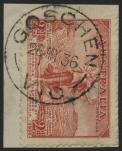 Victoria: Goschen: ‘GOSCHEN/26MY36/VIC’ cds (rated RR) on 2d Cable on piece. PO 6.11.1901; closed 20.10.1942.