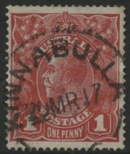 Victoria: Kinnabulla: ‘KINNABULLA/20MR17/[VI]C’ cds on KGV 1d red. RO circa 1902; PO 5.11.1914, provisionally closed 11.5.1973; closed 11.11.1973.