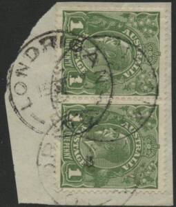 Victoria: Londrigan: ‘LONDRIGAN/15SE32/VIC.’ cds three strikes on KGV 1d green pair on piece. PO 6.5.1892; closed 1.7.1954.