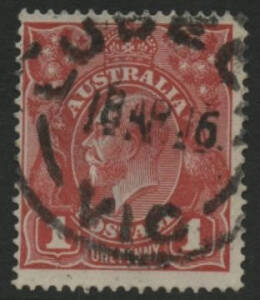 Victoria: Lubeck: ‘LUBECK/18AP16/VIC’ cds on KGV 1d red. PO 11.8.1879; closed 18.12.1989. [This datestamp (no ‘dot’ after ‘VIC’) is recorded from 5.5.13 to -.7.16 only and was presumably damaged or lost soon afterwards as it was replaced by a ‘VIC.’ type 