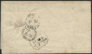 Victoria: TPO 4: 'DOWN/TRAVELLING/POST OFFICE/FE19 67/MG4’ large octagonal b/s (rated RRR) on ‘Jamieson’s Hotel, Daylesford’ folded lettersheet with QV Laureate 2d violet-grey tied barred numeral ‘173’ (second type), ‘DAYLESFORD’ despatch and ‘CASTLEMAINE