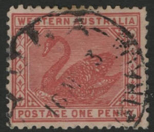 West Aust: Yuna: 'YUNA/16MR13/[WESTN A]USTRALIA' cds on Swan 1d pink. AO 5.11.1910; renamed Whelarra 16.3.1925.