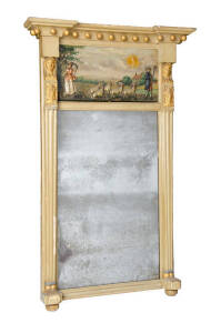 An unusual painted, gilded and ceramic plaque inset wall mirror, English circa 1830