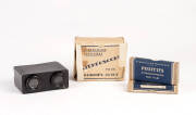 STEREOSCOPE: Vintage viewer and collection of slides in original boxes (32 sets).