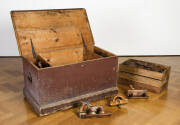 WOOD PLANES & CARPENTERS TOOLS: Late 19th century, housed in original trunk with 52 assorted planes & large collection of hand tools. Inspection will reward.