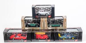 BRUMM: 1:43 group of Model Cars including Fiat 500B Furgoncino (R246); and, Alfa Romeo 33TT12; and, Fiat 1400B Taxi Version (R216). All mint in original perspex display case. Also comes with Brumm collectors catalogues. (30 items approx.)
