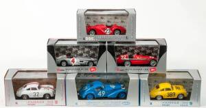 BRUMM: 1:43 group of Model Cars including FIAT: 1907 Grand Prix De France F1 130 HP Corsa (S002) – Black; and, 1938 Alfa Romeo SC 2900B HP 180 (S010) – Red; and, 1911 Blitzen Benz HP 220 Record (S011). All mint in original perspex display case. (30 items 