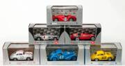 BRUMM: 1:43 group of Model Cars including FIAT: 1907 Grand Prix De France F1 130 HP Corsa (S002) – Black; and, 1938 Alfa Romeo SC 2900B HP 180 (S010) – Red; and, 1911 Blitzen Benz HP 220 Record (S011). All mint in original perspex display case. (30 items