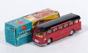 CORGI: Early 1960s 'Corgi Major' Midland Red Motorway Express Coach (1120) - Dark Red Body with Black Roof and a Pale Yellow Interior. Mint in excellent hard to find yellow and blue picture box. This model predominantly came in a lift off style of box. 