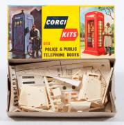 CORGI: 1960s ‘Corgi Kits’ Metropolitan Police and Public Telephone Boxes (610). Unbuilt and in its original yellow and blue cardboard box with original instruction leaflet.  - 2