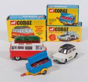 CORGI: Late 1960s to Early 1970s Group of Model Vehicles and Accessories Consisting of Pennyburn Workmen&rsquo;s Trailer (109) &ndash; Blue and Yellow with Figures of Shovel, Pickaxe and Broom; And, Police &lsquo;Panda&rsquo; Imp (506) &ndash; Black and White with Brown Interior; And,